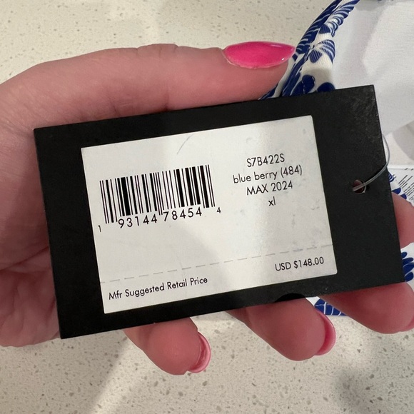 🦀kate spade new york Seashell Print Blue Bandeau Bikini Top and Bottom NWT - Picture 11 of 12